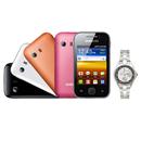 Celular Desbloqueado Samsung Galaxy Y Color Plus com Android 2.3 e Cartão 2GB + Relógio Feminino Analógico Multifunção Quartz Lince