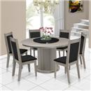 Mesa de Jantar Mesa Modocasa Esmeralda com Tampo Giratório - Carvalho Ferroso/Negro Zebrano - 140x140cm - com 6 Cadeiras Rubi 50275
