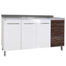 Gabinete para Pia Bartira Glamour com 3 Portas e 3 Gavetas – Branco/Ébano