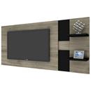Painel Colibri Acorde com 2 Prateleiras - Cinza Oliveira/Preto