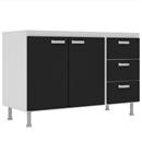 Balcão BRV Juliana com 2 Portas e 3 Gavetas - Branco/Preto