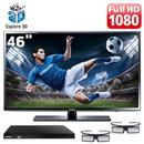 TV 46" LED 3D Samsung Série 6 EH6030 UN46EH6030GXZD Full HD com Conversor Digital + Blu-Ray Player 3D Samsung Smart BD-E5500/ZD com Entrada USB