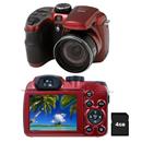 Câmera Digital GE X400 Vermelha com 14.1MP Zoom Óptico 15X, LCD 2.7", Detector de Face, Detector de Sorriso, Estabilizador de imagem + Cartão de 4GB