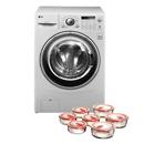 Lavadora/Secadora de Roupas LG 11 kg Elf WD-12596RD(W) + Conjunto de Potes Herméticos LG Redondos com Tampas - 7 Peças