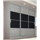 Guarda-Roupa Móveis Europa Eros Flex com 3 Portas Deslizantes e 3 Gavetas - Platina/Preto