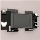 Painel Moderno Multivisão com Suporte de TV - Preto/Ciliegio
