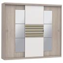 Guarda-Roupa Kappesberg A573 com 3 Portas Deslizantes e 3 Gavetas - Branco/Carvalle