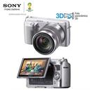 Câmera Digital Sony NEX-F3 Prata com 16.1MP, LCD móvel 3.0", Detector de Face e sorriso, Foto Panorâmica, Vídeo Full HD, Fotos 3D e Lente Sony SEL1855