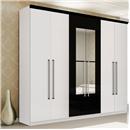 Guarda-Roupa Gelius Verona com 6 portas e 3 Gavetas – Branco/Preto