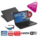 Notebook CCE X345 3D com Intel® Core™ i3 2310M, 4GB, 500GB, Gravador de DVD, Leitor de Cartões, HDMI, Wireless, Webcam, LCD 14” e Windows 8
