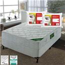 Conjunto Cama Box + Colchão Casal Minaspuma Eco Sleep com Molas Bonnel - 21x138x188cm + 2 Travesseiros de Fibra de Poliéster Fibrasca Malha Gold