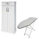 Armário Multiuso Benetil Prime 7109 - Branco + Mesa de Passar Metalmix Jumbo com Tampo em Aço - Branco