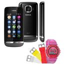 Celular Desbloqueado Nokia Asha 311 Cinza com Câmera 3.2MP, Touch Screen + Relógio Unissex Troca Pulseira Speedo Loop 24834G0EBNP2 - Cores Sortidas