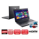 Notebook Positivo 1110m 3D com AMD C-60, 6GB, 500GB, Gravador de DVD, Leitor de Cartões, HDMI, Wireless, Webcam, AMD Radeon, LED 14” e Windows 8