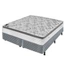 Conjunto Cama Box + Colchão Super King Americanflex Vida com Molas Ensacadas e Pillow Top - 50x193x203 - Branco/Cinza