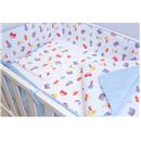 Conjunto de Lençóis para Berço Papi Karinho 2715 Carrinho Azul/Branco - 7 peças