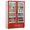 Refrigerador Vertical Gelopar Frost Free GRVC-950 Vermelho / Branco com Controlador Eletrônico Digital e Porta com Fechamento Automático - 957 L