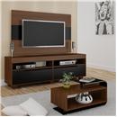 Rack Artely Infinity 2202 + Painel Artely Florence 2243 + Mesa de Centro Artely Cosmos 2210 - Imbuia/Preto