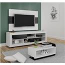 Rack Artely Universum 2201 + Painel Artely Florence 2199 + Mesa de Centro Artely Cosmos 2211 - Branco/Preto