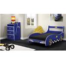 Cama Carro Solteiro Gelius Rally - Azul + Comoda Infantil Gelius Rally - Azul