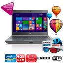 Notebook Positivo 5055m com Intel® Core i3-2328M, 4GB, 500GB, Gravador de DVD, Leitor de Cartões, HDMI, Wireless, Webcam, LED 14” e Windows 8