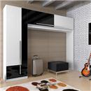 Guarda-Roupa Multimóveis com 3 Portas e 1 Gaveta 1903.010.080 - Branco/Preto