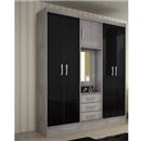Guarda-Roupa Palmeira Jeribá com 5 Portas e 3 Gavetas 3531 - Branco/Preto