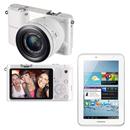 Câmera Digital Samsung NX1000 Branca 20.3MP, LCD 3", Wi-Fi, Saída HDMI, Full HD e 3D+Tablet Samsung Galaxy Tab 2 7.0 P3110 7,0”, 8GB, Wi-Fi e Android