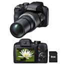 Câmera FujiFilm FinePix S8200 Preto com LCD 3.0”, 16.2MP, Zoom Óptico 40x, Vídeo Full HD, Foto 3D e Panorâmica + Cartão 8GB