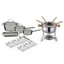 Conjunto de Panelas Tramontina Allegra Inox Com Talheres Copacabana - 30 Peças + Conjunto para Fondue Silver Aspen WLF-14 - 10 Peças
