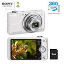 Câmera Digital Sony DSC-WX60 Branca 16.2 MP, Foto 3D e 360°, Zoom 8x, LCD 2,7", Vídeos HD + Cartão 8GB