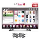 TV 42" Cinema 3D LED LG 42LA6200 Full HD com Smart TV, Conversor Digital, Entradas HDMI e USB e 4 Óculos 3D