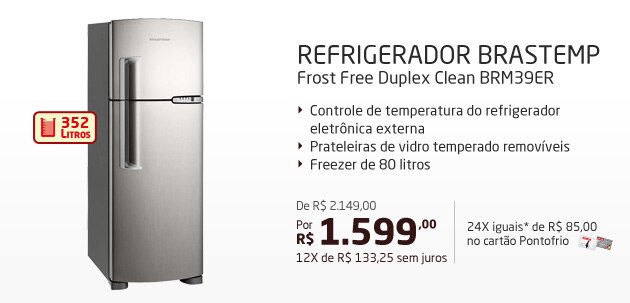 Refrigerador Brastemp Frost Free Duplex Clean BRM39ER