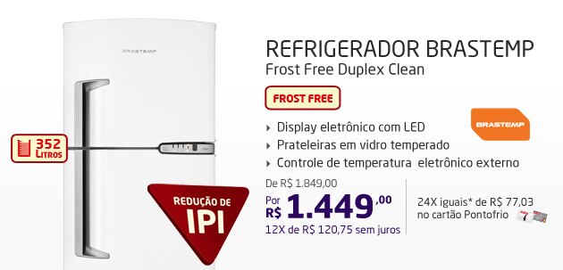 Refrigerador Brastemp Frost Free Duplex Clean