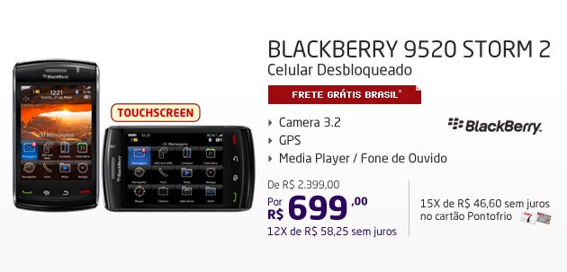 Blackberry 9520 Storm 2 Celular Desbloqueado 