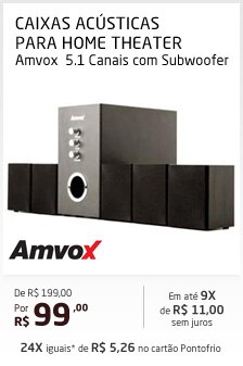 Caixas Acústicas para Home Theater Amvox  5.1 Canais com Subwoofer
