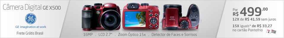 Câmera Digital GE X500 com 16MP